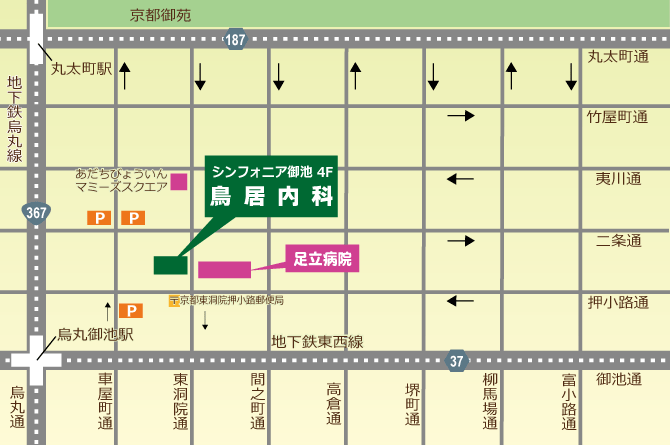 鳥居内科へのアクセスマップ